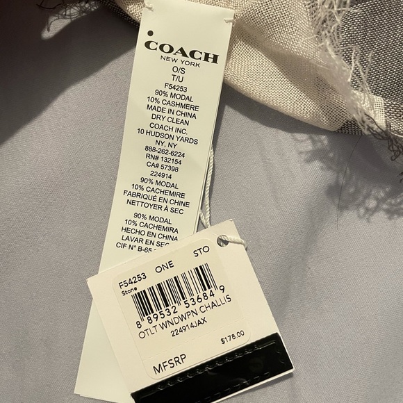 NWT Coach windowpane challis scarf 🧣 /wrap - Picture 5 of 11